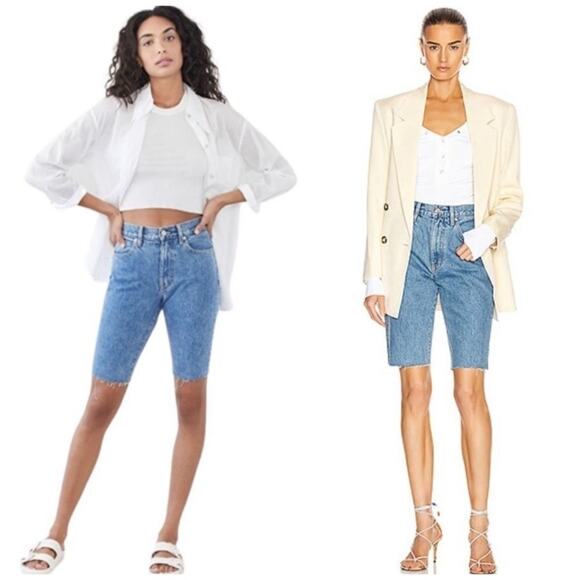 SLVRLAKE Beatnik Cut Off Long Jean Shorts Festival Size 30